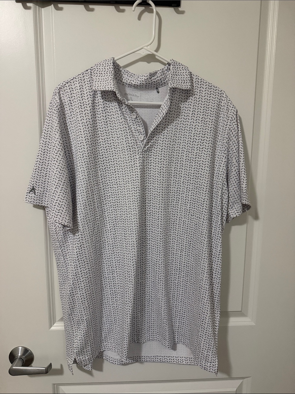 Antigua White Polo with Black Micro-Print